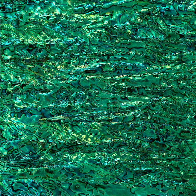 Ocean Shell Studios. Abalone Shell Inlay Veneer for DIY or Professional Inlay Embellishments - Sustainable New Zealand Paua Emerald Green- With 3M Double Sided Tape Backing - 9.45"X2.75" - Image 1